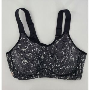 Lane Bryant LIVI Active Sports Bra Underwire 46D Black Gray White Abstract Print